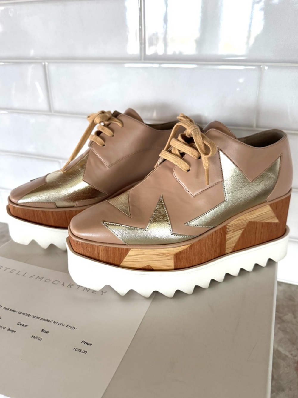 Stella McCartney Elyse beige platform sneakers